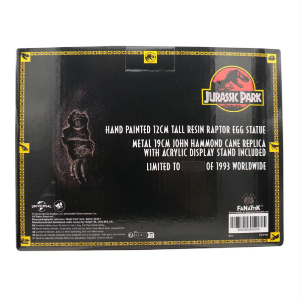Jurassic Park : Velociraptor Egg Statue & Cane Limited Edition Replica Set