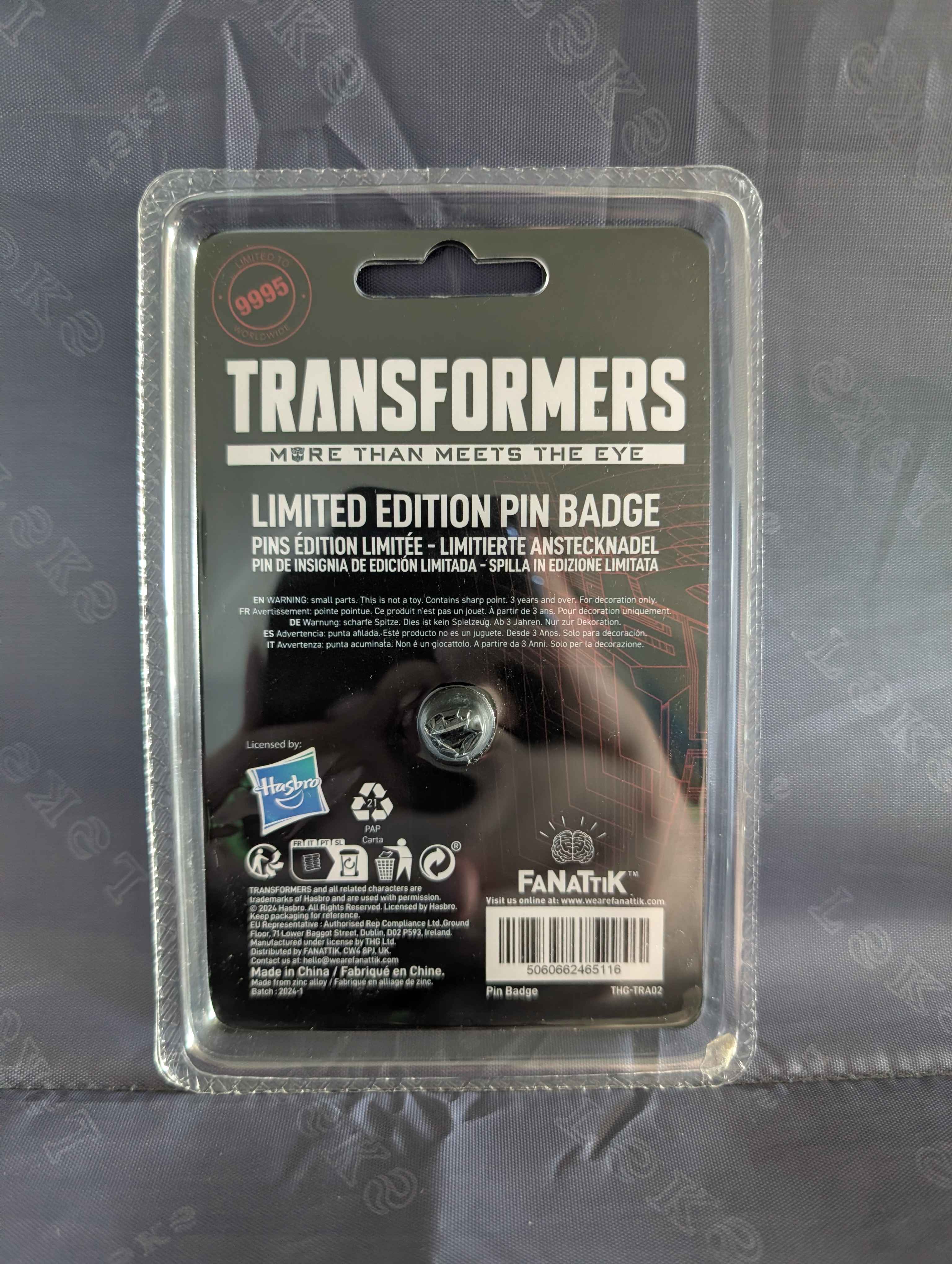 Transformers : Limited Edition Collectible Pin Badge