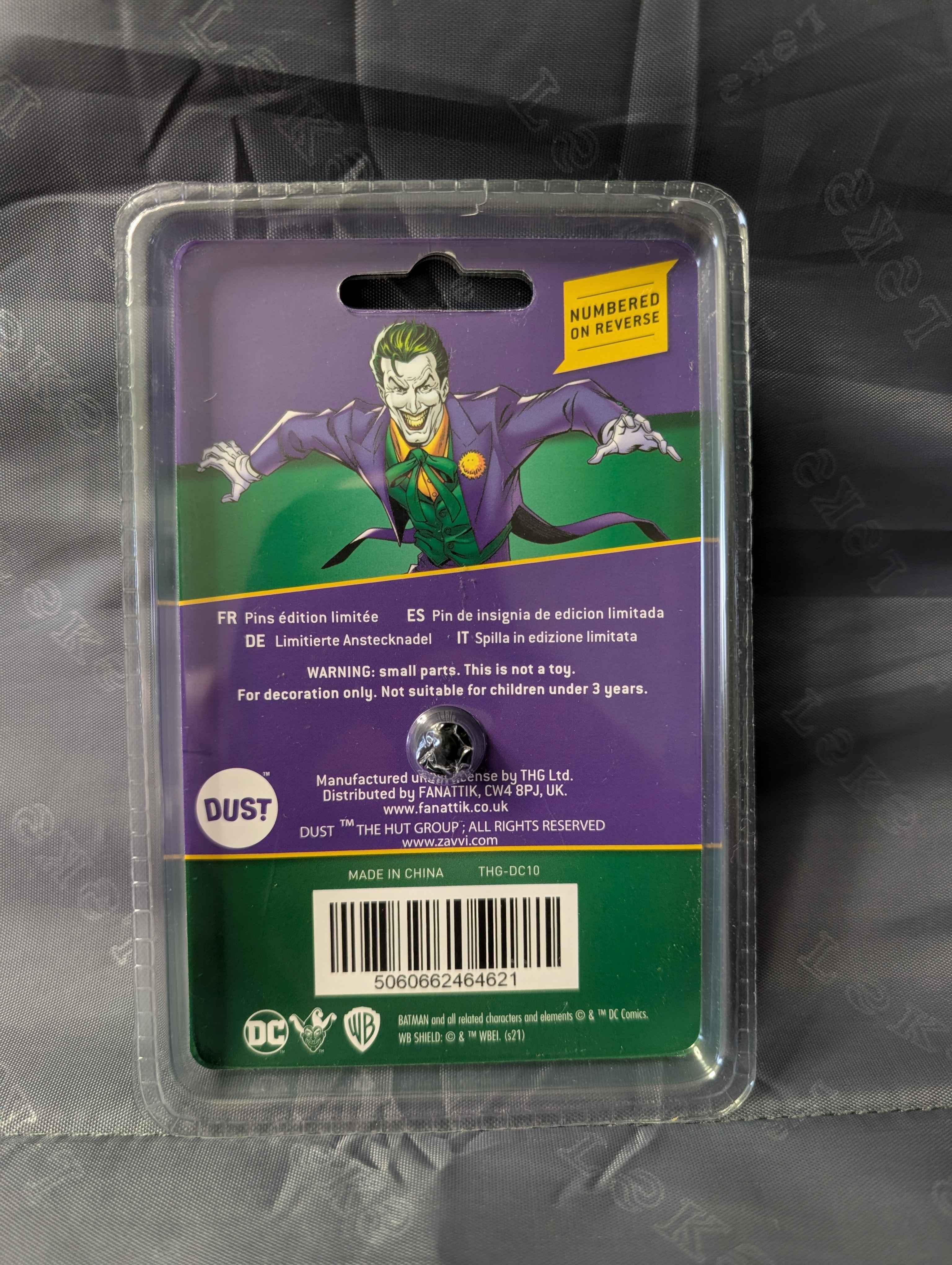 DC Comics : Joker " The Jokes On You " Limited Edition Pin Badge